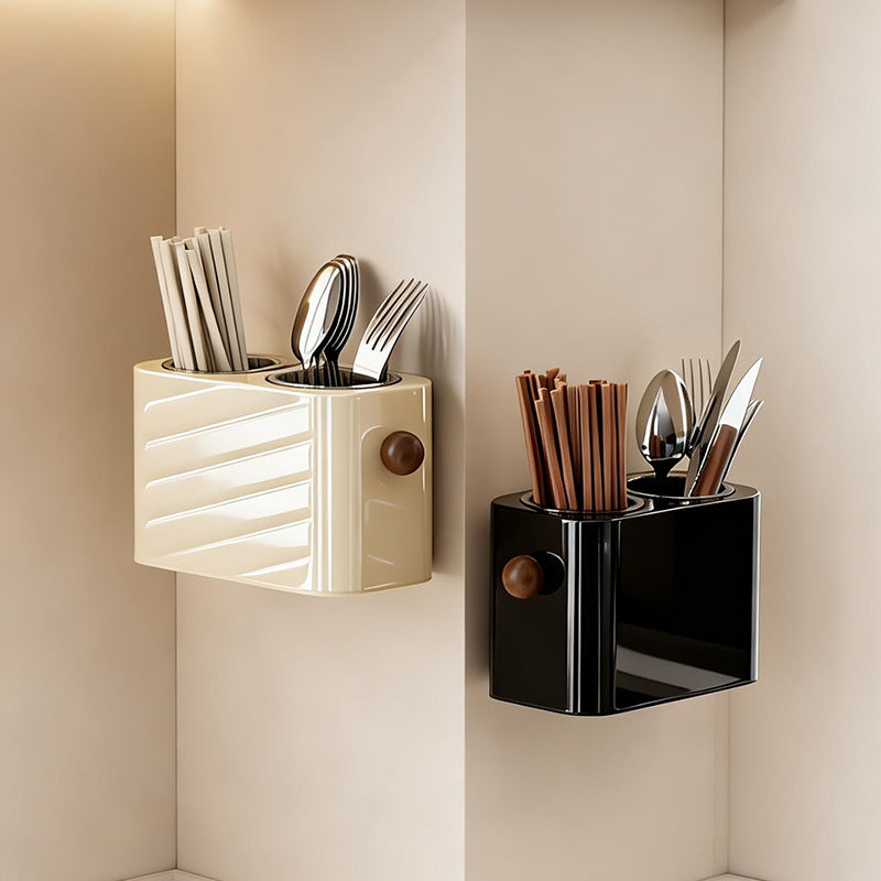 Dual-Compartment Countertop Cutlery & Chopstick Organizer