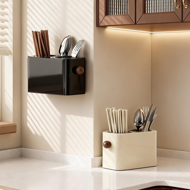Dual-Compartment Countertop Cutlery & Chopstick Organizer