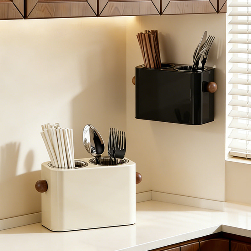 Dual-Compartment Countertop Cutlery & Chopstick Organizer