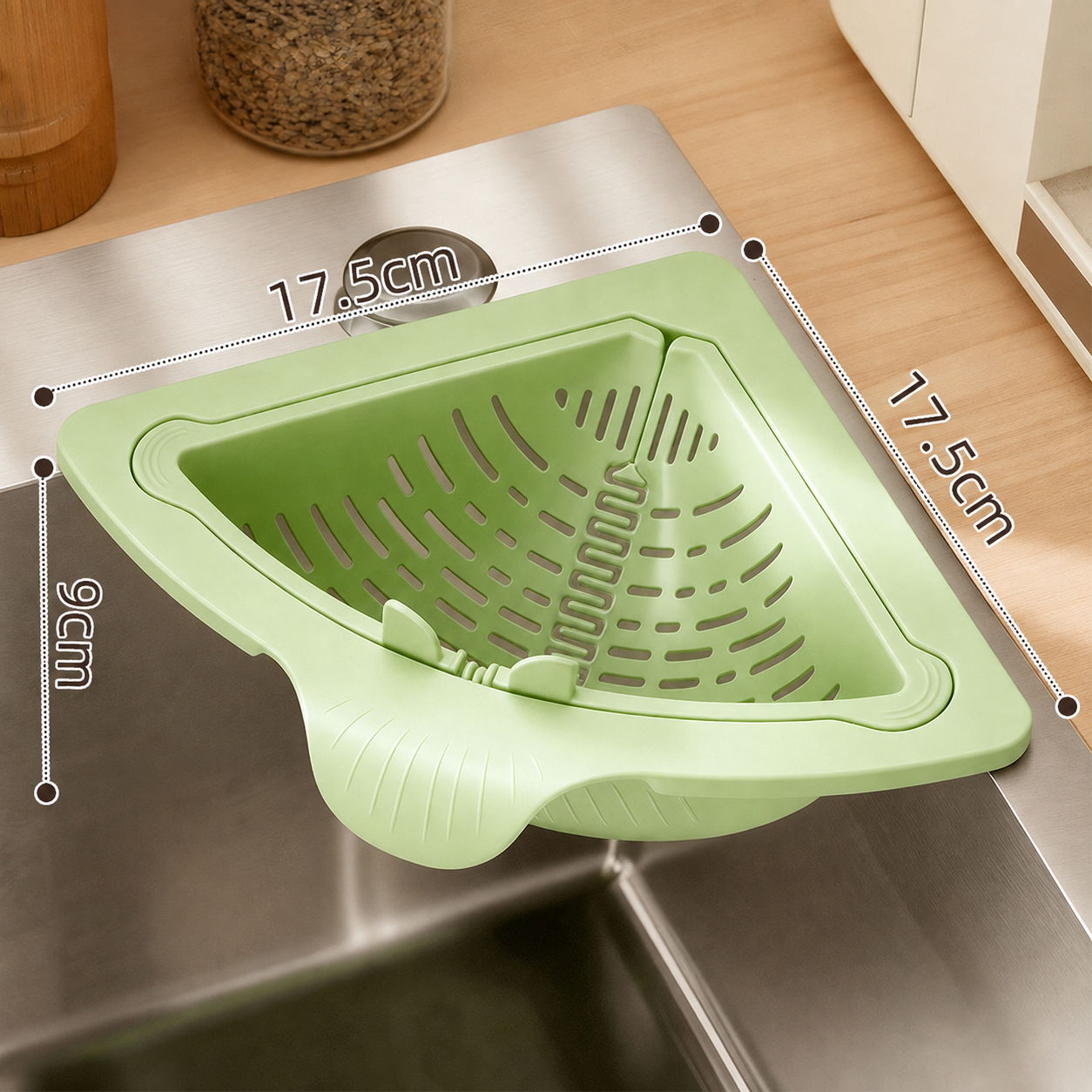 Corner Sink Strainer Basket for Food Scraps & Produce