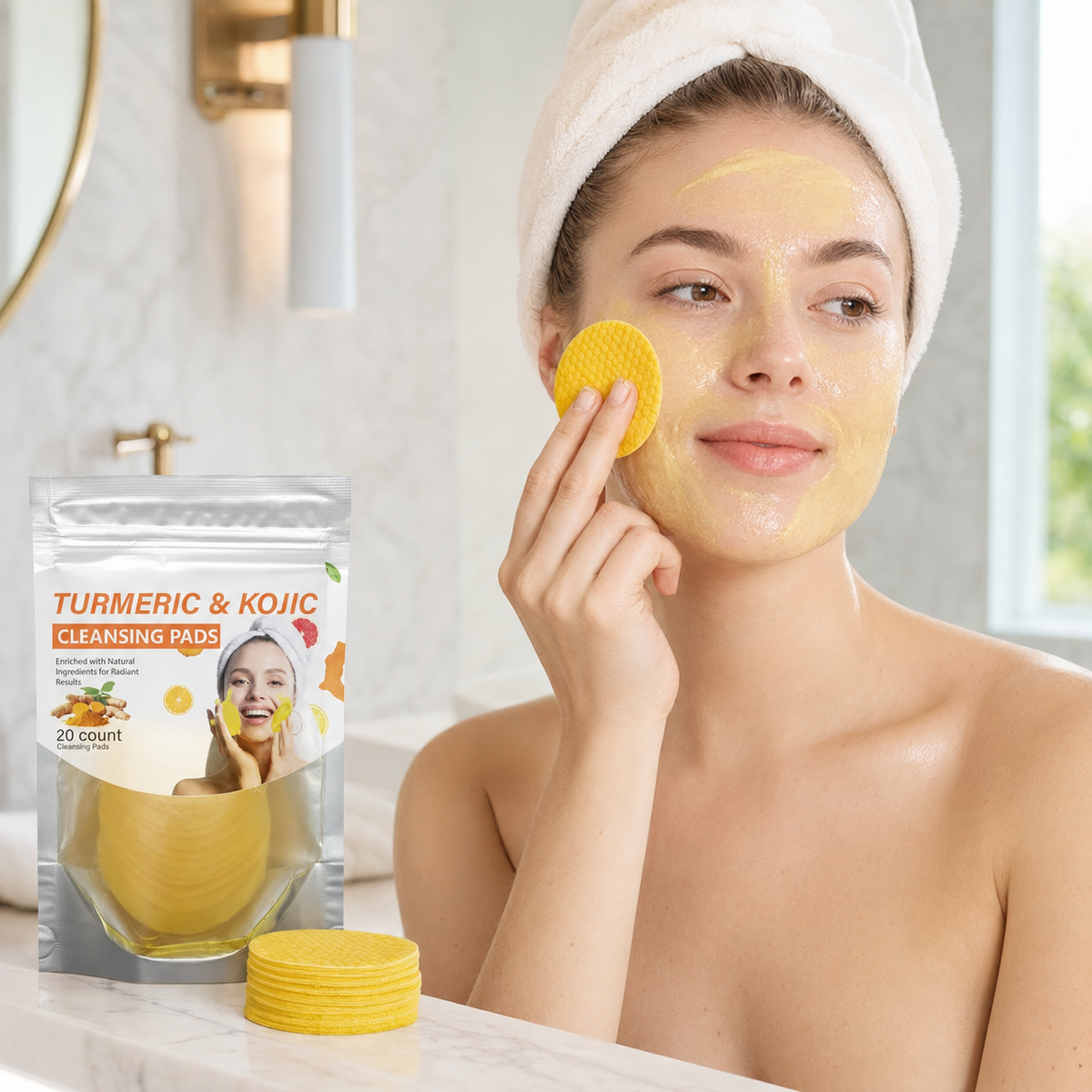🏆Surprise Price:minimum Only $5.99!!!⚡Turmeric & Kojic Acid Cleansing Pads 20pcs🍋
