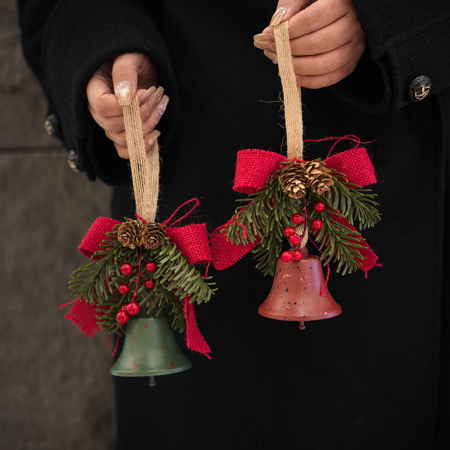 Red and green Christmas bell ornaments